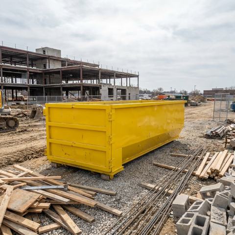 20-yard roll-off dumpster rental on a Austin, Texas job site